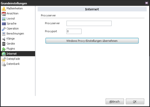 Proxy settings